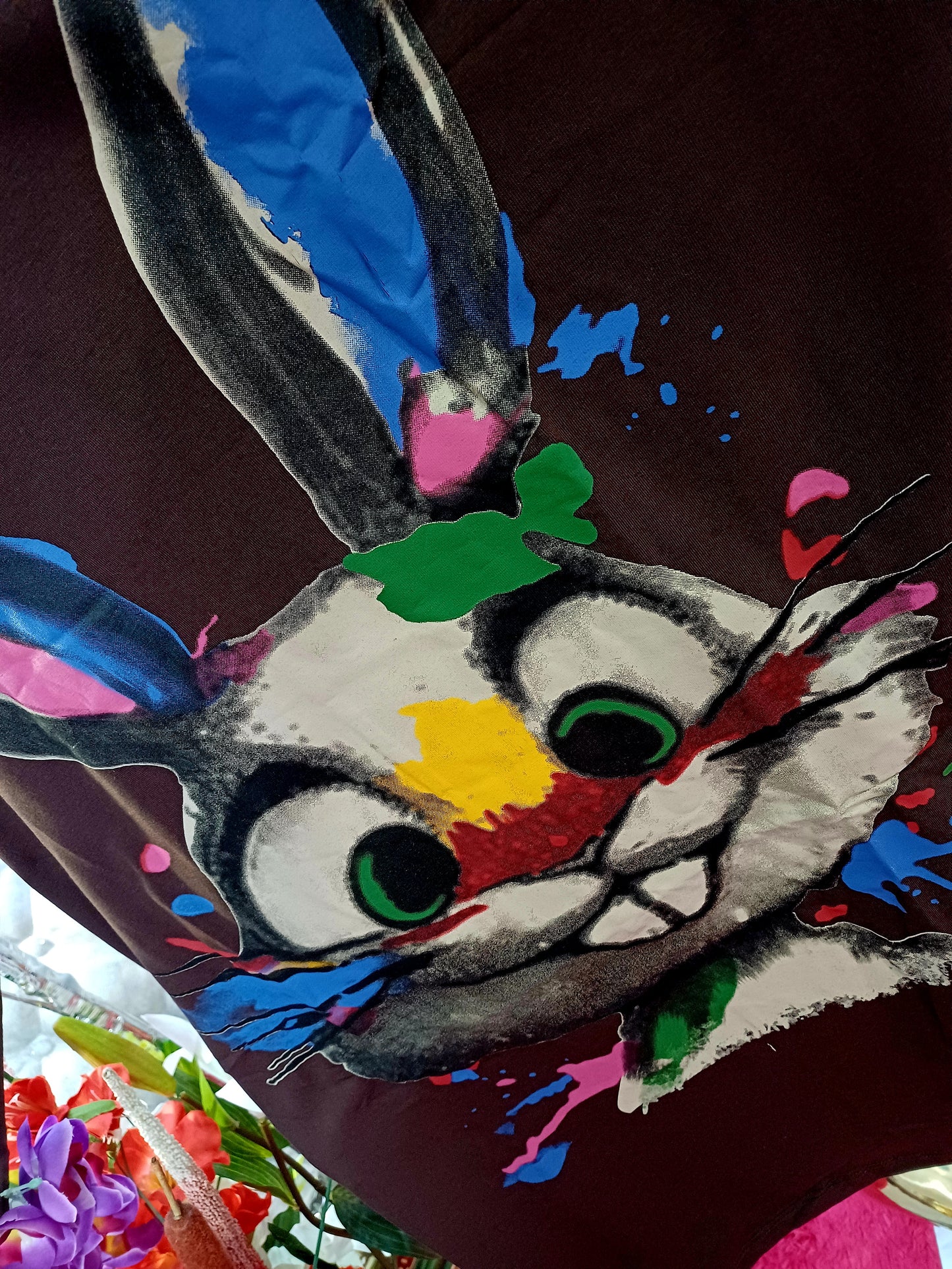 Krásna bavlnená tunika/šaty s veľkým zajačikom💞😍Hnedá,veľký obrázok zajačika, pohodlné vrecká, dlhý strih