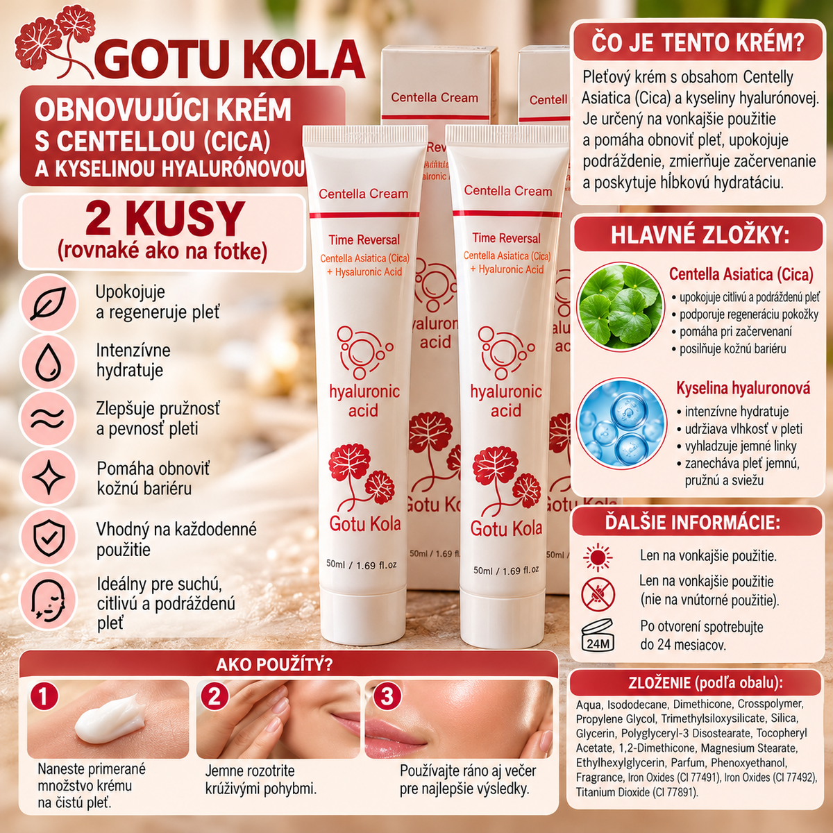 2kusy krémov s kyselinou hyalurónovou