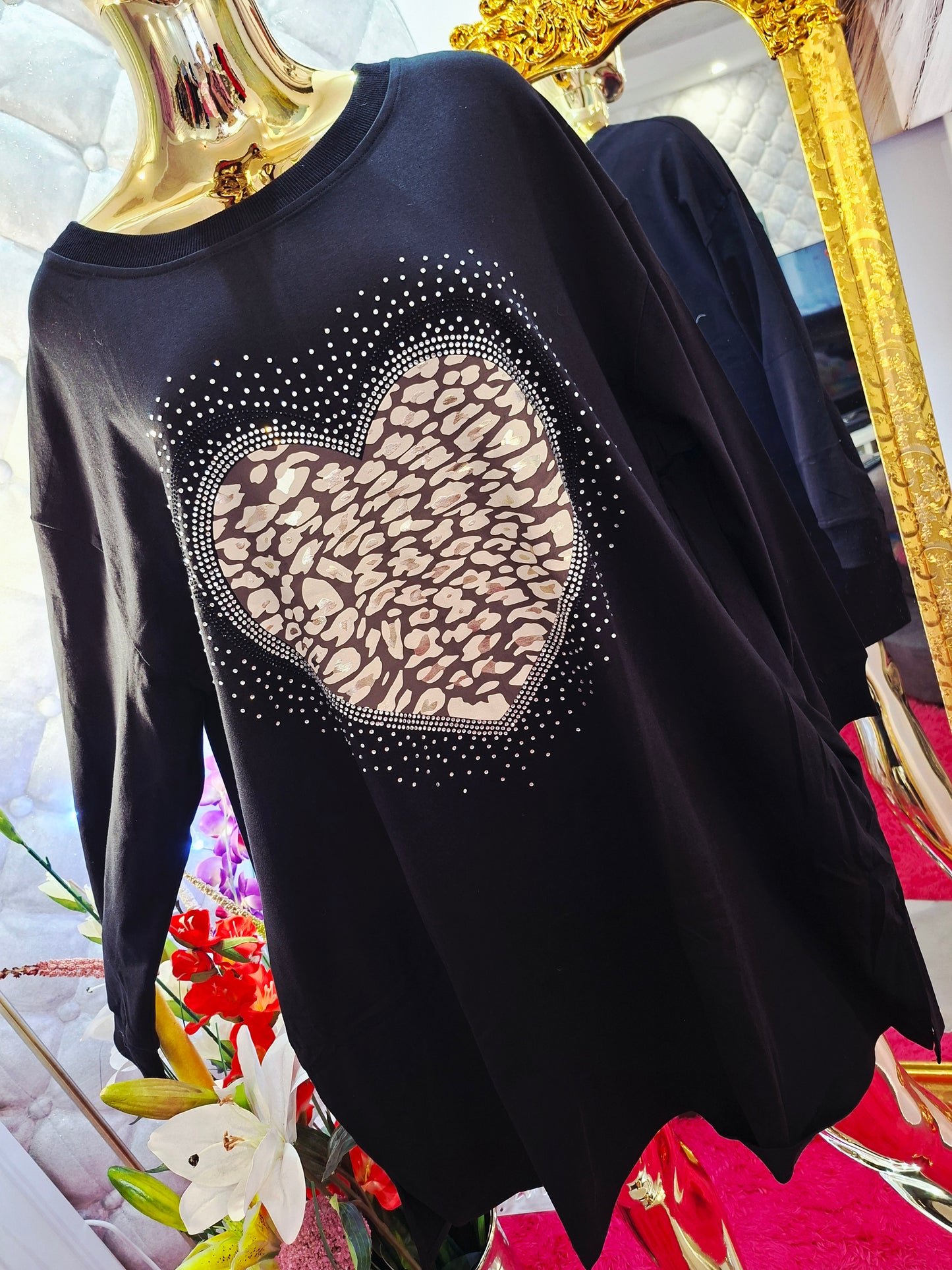 💖 Bavlnená tunika s dlhými rukávmi a vreckami zirkonové srdiečko 💖