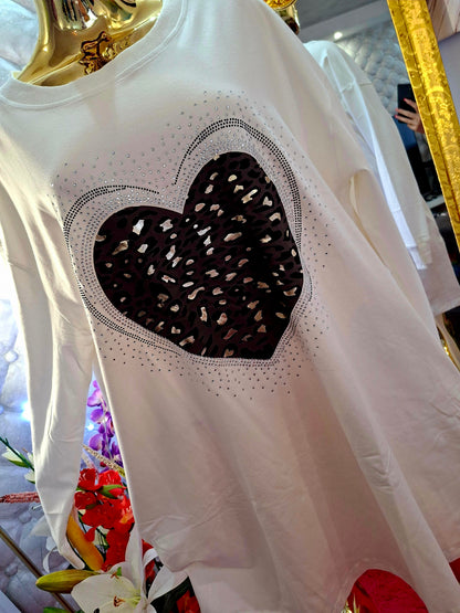 💖 Bavlnená tunika s dlhými rukávmi a vreckami zirkonové srdiečko 💖