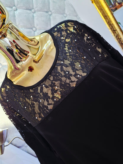 ✨ Elegantes Spitzenkleid mit Tüll und Zirkonen – türkisches Modell ✨