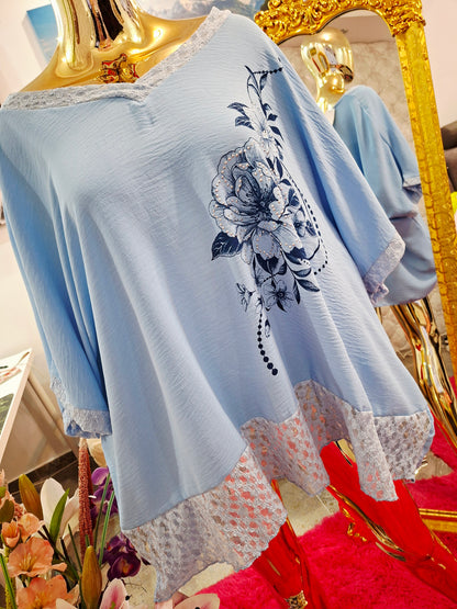 🌸 ELEGANTNÁ NADROZMERNÁ TUNIKA S ČIPKOU A ZIRKÓNY 🌸