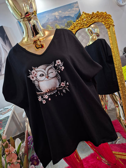 🌸🦉 ÚŽASNÁ BAVLNNENÁ TUNIKA S ROZTOMILOU SOVIČKOU 🦉🌸