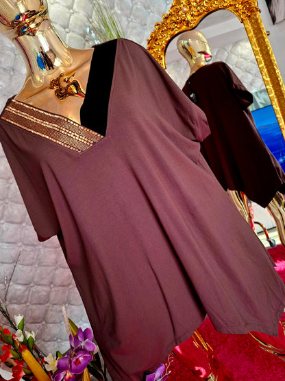 🤎✨ LUXUSNÁ TURECKÁ TUNIKA OVER CHIC PRE BACUĽKY ✨🤎zlaté zirkóny, ktoré dodávajú modelu luxusný nádych a krásne sa lesknú..