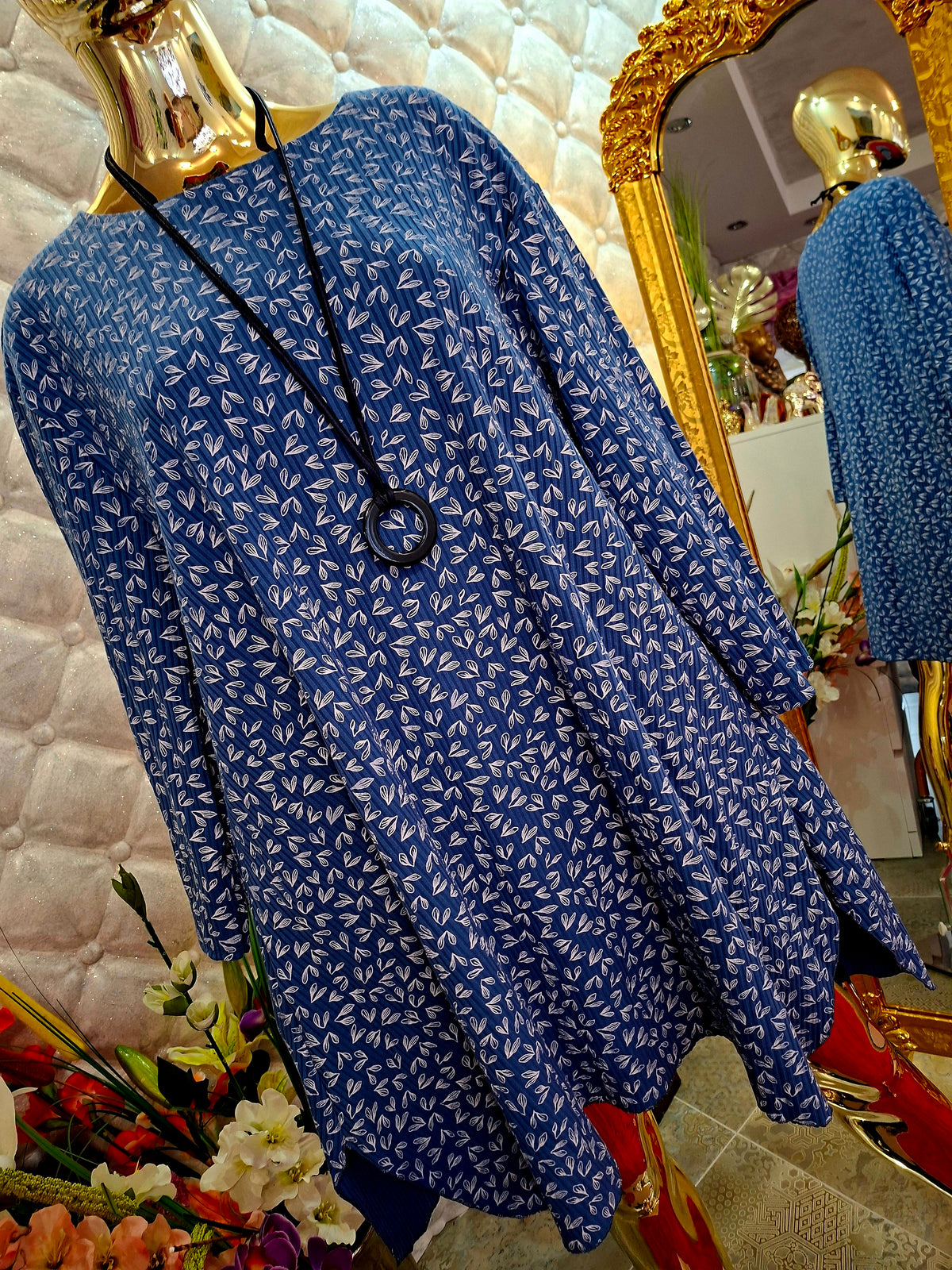 💙✨ ELEGANTNÁ VRÚBKOVANÁ TUNIKA S NÁHRDELNÍKOM ✨💙