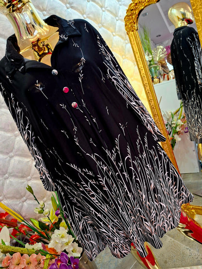 ✨🖤 ELEGANTNÉ ŠATY / DLHÁ TUNIKA PRE VYŠŠIE POSTAVY S NÁDHERNÝM VZOROM 🌸✨