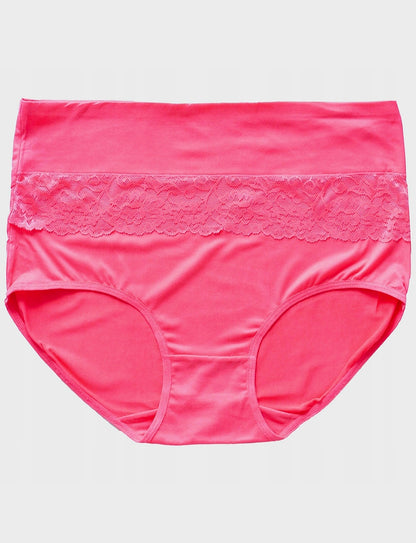 Damen-Bambushöschen mit hohem Bund und Spitze, 8XL/9XL – 1 Packung (3 Stück pro Packung)