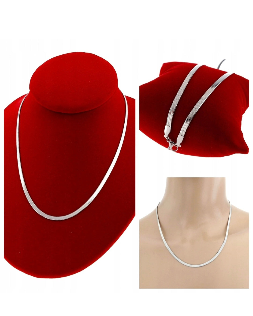 🍀💋Silberne Halskette, 45 cm, Chirurgenstahl