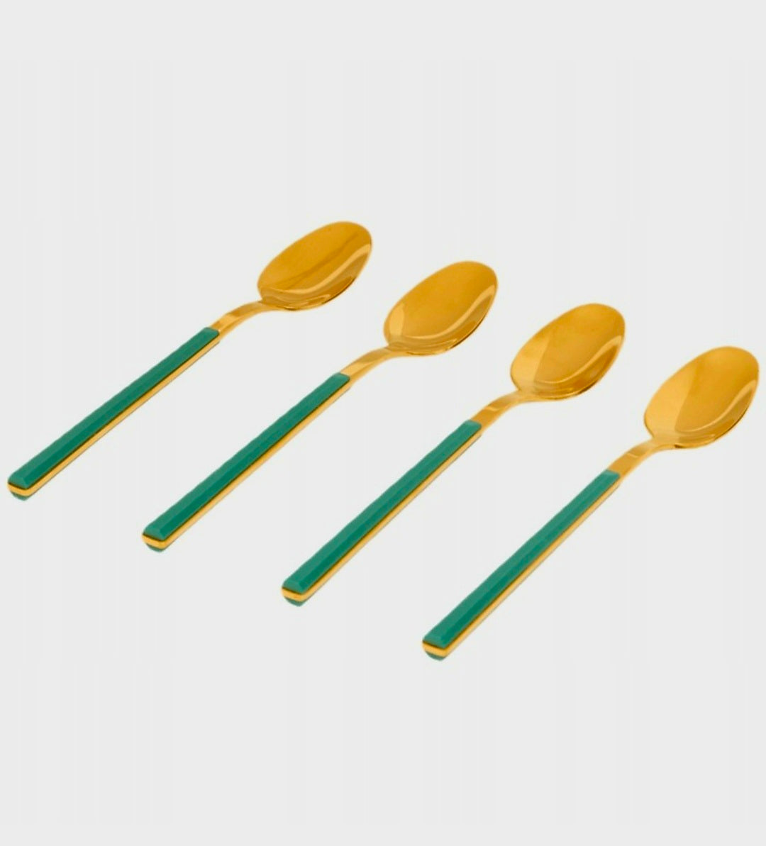 💞💞💞Dessertlöffel-Set, 4-teilig - Grün-Gold💞💞💞