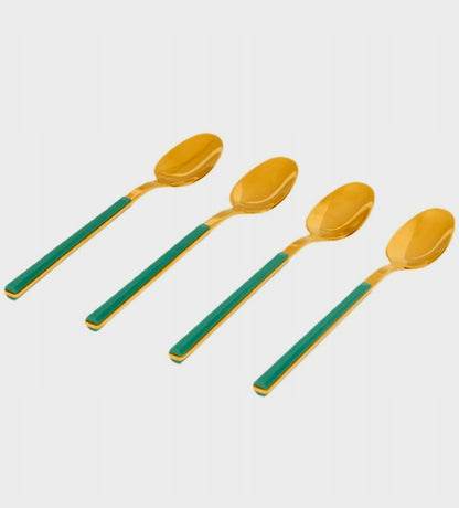 💞💞💞Dessertlöffel-Set, 4-teilig - Grün-Gold💞💞💞