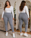 🩷💐 Dámske elegantné legíny s textúrovaným úpletom pre väčšie veľkosti, ležérne, všestranné, 🩷