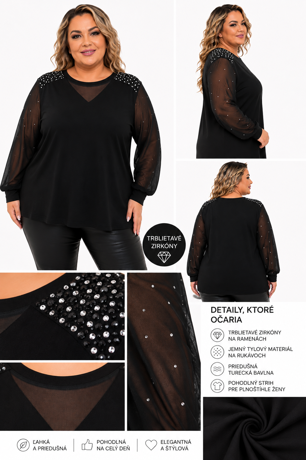 🖤✨ LUXUSNÁ TURECKÁ BAVLNENÁ TUNIKA SO ZIRKÓNMI PRE BACUĽKY ✨🖤