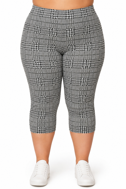 Elastické kárované legíny Comfort