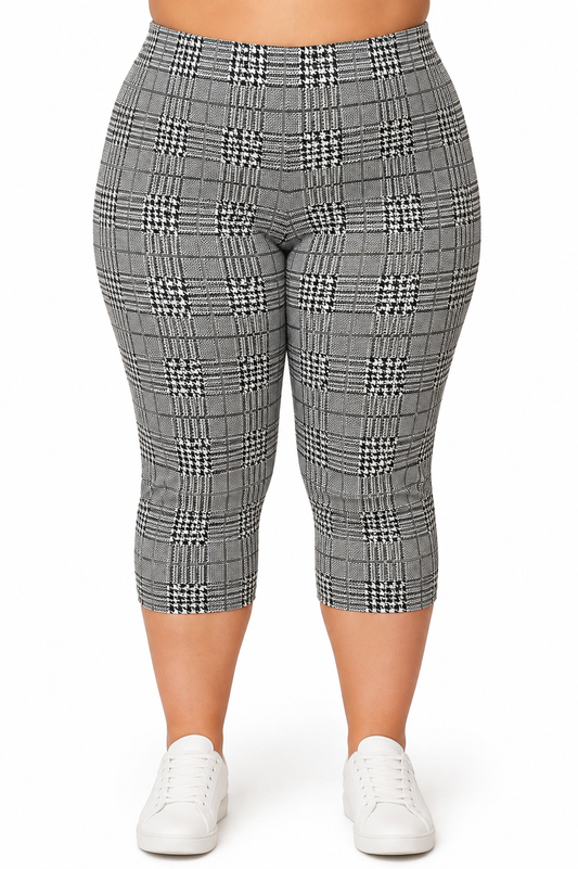 Elastické kárované legíny Comfort