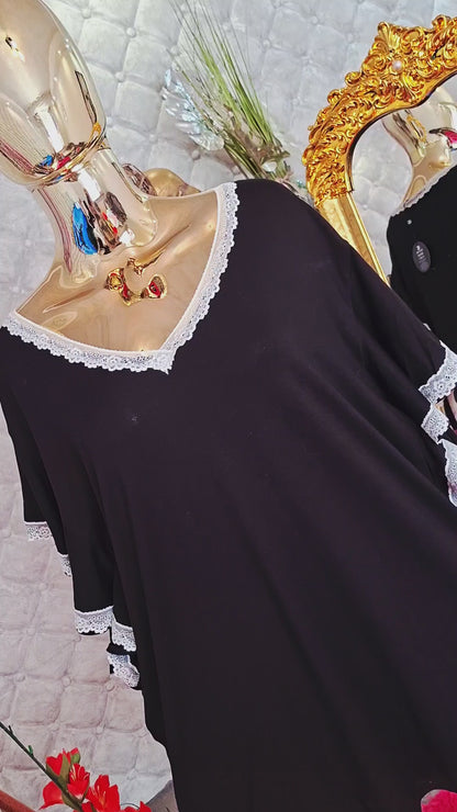 🤍✨ ELEGANTNÁ TURECKÁ TUNIKA OVER CHIC 🩷🖤 Luxusná krajka zdobí výstrih do písmena V a zároveň aj rukávy..💐🩷