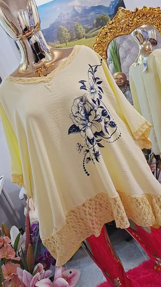 🌸 ELEGANTNÁ NADROZMERNÁ TUNIKA S ČIPKOU A ZIRKÓNY 🌸