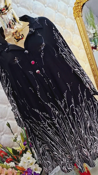 ✨🖤 ELEGANTNÉ ŠATY / DLHÁ TUNIKA PRE VYŠŠIE POSTAVY S NÁDHERNÝM VZOROM 🌸✨