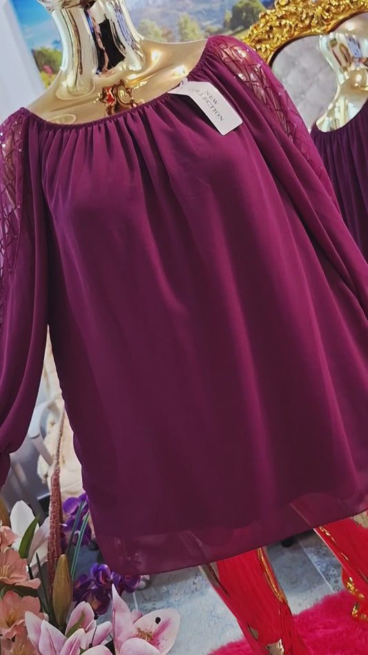LUXUSNÁ ELEGANTNÁ BLÚZKA S TYLOVÝMI RUKÁVMI🍒💐💐💐