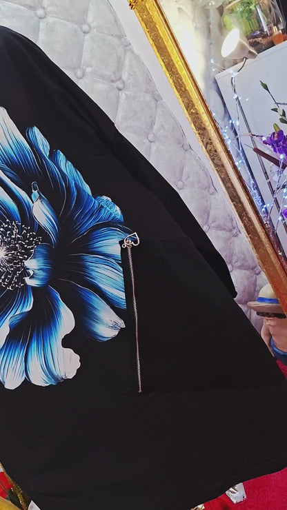 💙 Wunderschönes türkisches Baumwollkleid mit blauer Blume 💙