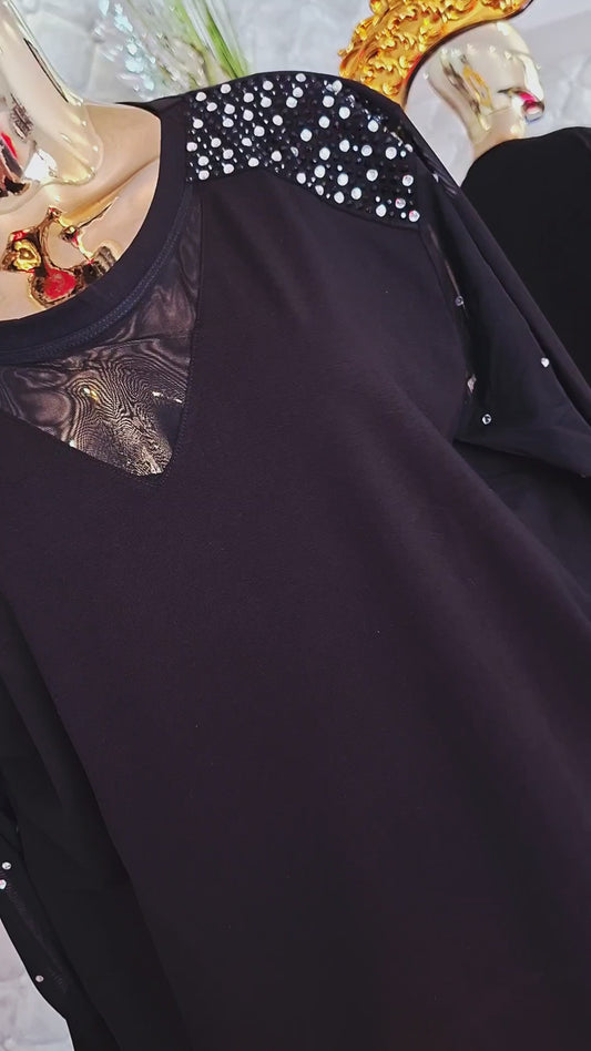 🖤✨ LUXUSNÁ TURECKÁ BAVLNENÁ TUNIKA SO ZIRKÓNMI PRE BACUĽKY ✨🖤