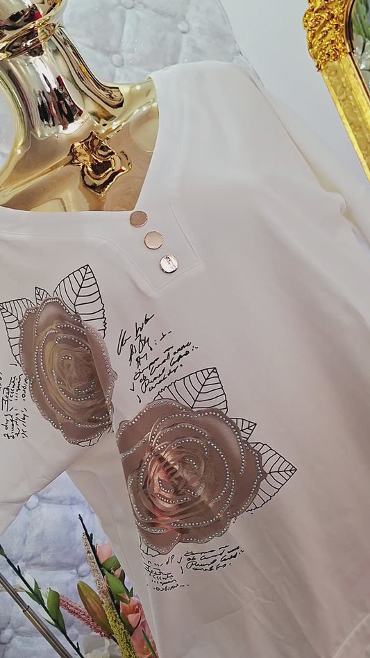 🌼 Elegantná bavlnená tunika s jemnými detailmi 🌼 zirkónmi