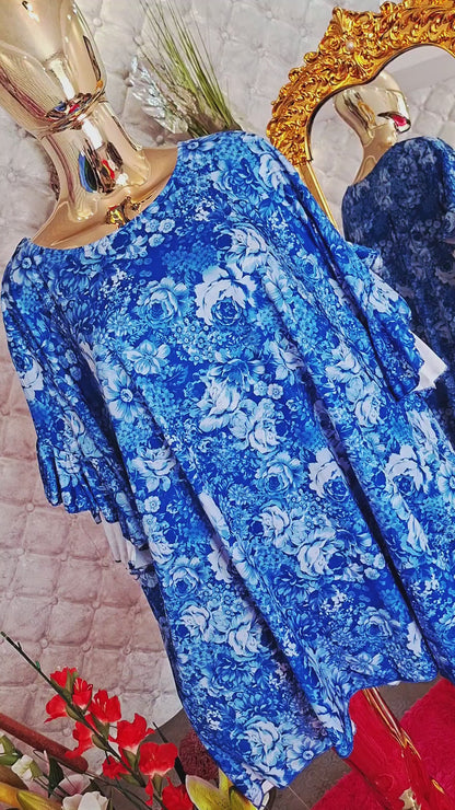 🌸💙 NÁDHERNÁ KVETINKOVÁ TUNIKA PRE BACUĽKY DO ÁČKA  💙🌸🌸 Celoplošný kvetinový vzor 🌸 Volánikové rukávy 🌸