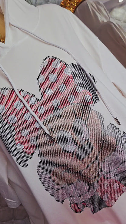 ❤️✨ WAWA – LUXUSNÁ BAVLNENÁ TUNIKA S KAPUCŇOU PRE BACUĽKY ✨❤️,,ktorá je bohato zdobená žiarivými zirkónmi Mickey Maus