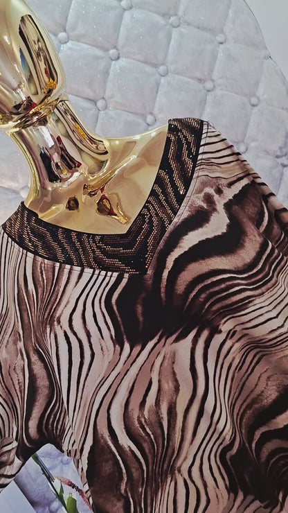 🐆 Lange Tunika / Kleid - Türkisches Modell mit Leo-Muster und goldenen Details ✨