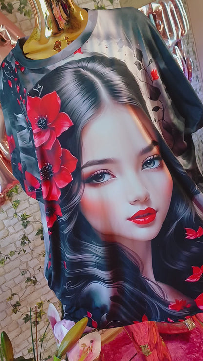 Úžasná 3D bavlnená tunika//💞🥰🌹Dievčatko s vreckami ,väčší rozmer//🌹sadne aj na menšie rozmery ‼️‼️👉