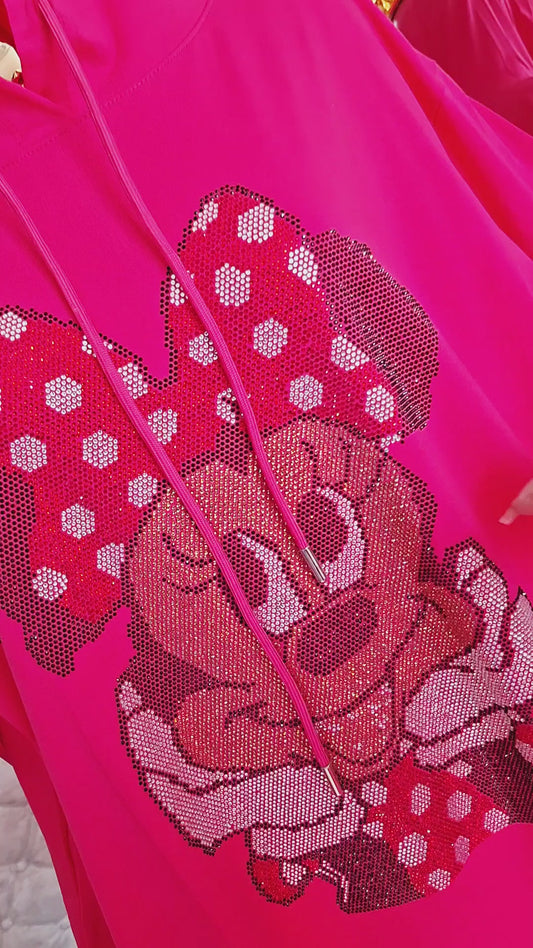 ❤️✨ WAWA – LUXUSNÁ BAVLNENÁ TUNIKA S KAPUCŇOU PRE BACUĽKY ✨❤️,,ktorá je bohato zdobená žiarivými zirkónmi Mickey Maus