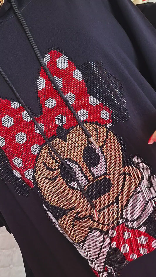 ❤️✨ WAWA – LUXUSNÁ BAVLNENÁ TUNIKA S KAPUCŇOU PRE BACUĽKY ✨❤️,,ktorá je bohato zdobená žiarivými zirkónmi Mickey Maus