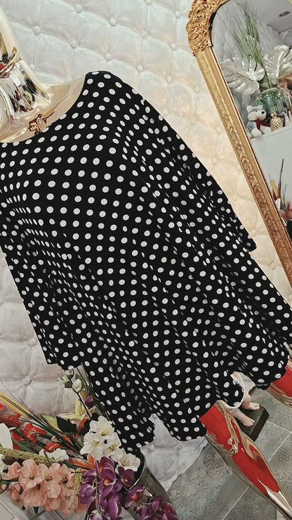 🖤🤍✨ LUXUSNÁ BODKOVANÁ TUNIKA V ÁČKOVOM STRIHU – PRE BACUĽKY ✨🤍🖤
