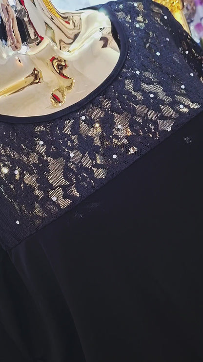 ✨ Elegantes Spitzenkleid mit Tüll und Zirkonen – türkisches Modell ✨