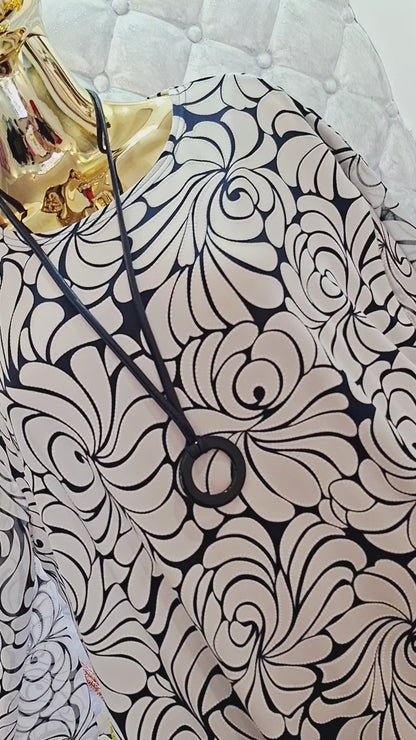 💞💞💞✨ Elegante A-Linien-Tunika mit Tüllärmeln und Verzierungen ✨,💞💞💞