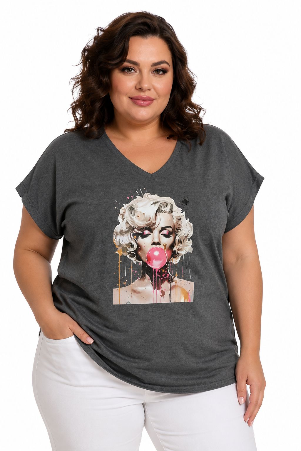 ŠTÝLOVÁ BAVLNENÁ TUNIKA S MOTÍVOM MARILYN