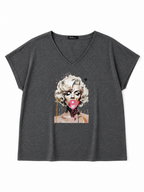 ŠTÝLOVÁ BAVLNENÁ TUNIKA S MOTÍVOM MARILYN